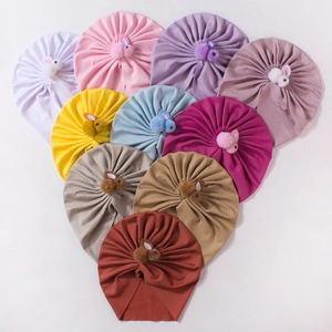 Bonnets turbans souples pour bébé avec décor lapin en peluche en dix couleurs acidulées