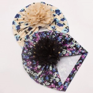 Lot de bonnets turban pour bébé avec motifs floraux et grandes fleurs décoratives