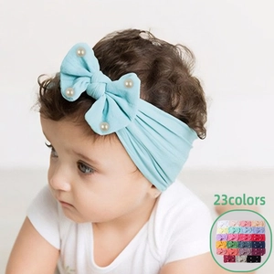 Fascia Capelli Neonato Elastica Nylon Con Fiocco e Künstliche Perle Accessori Capelli Dolce per Neonata Bambina Puntelli per Foto