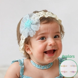 Fascia per Capelli in Pizzo per Neonati a Stella Fiore in Rete Elastico Morbido Tulle Accessori per Capelli per Neonato Ragazze