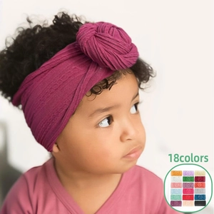 Fascia Capelli Neonato Poliestere Tinto a Riserva Morbida Senza Cuciture Fiore Nodo Ciambella Turbante Elastico Accessori per Bambini Ragazze