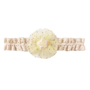 Fascia per neonata in pizzo con fiore di tulle giallo e dettaglio stella dorata