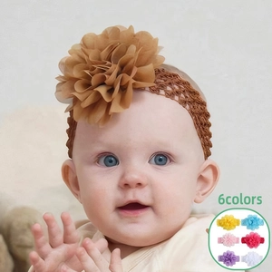Bandeau Fleur en Mousseline pour Bébé Fille Bandeau en Tricot Élastique Doux pour Accessoires de Cheveux de Nourrisson