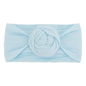 Fascia per neonati in nylon morbido con nodo a fiore celeste e trama traforata traspirante