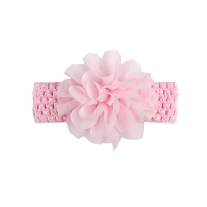 Bandeau bébé respirant avec fleur en mousseline rose et bandeau en tricot élastique