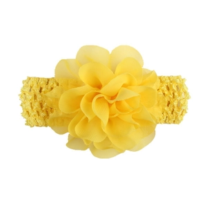 Bandeau élastique pour bébé orné d'une fleur en mousseline jaune pour nouveau-né