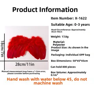 Détails des ailes d'ange rouges en plumes pour bébé en polyester doux et léger