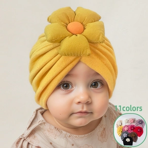 Turbante per Neonati Con Decorazione Fiori 3D Morbido Poliestere Antivento Berretto Pullover per Bambini Piccoli Accessori Fotografia