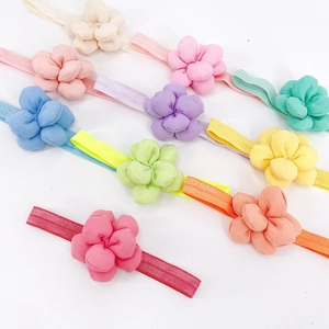 Set di 10 fasce elastiche per neonati con fiori in morbido tessuto 3D colorati
