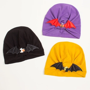 Halloween baby turban hats set with pumpkin, ghost and bat wing decorations
