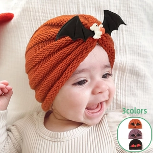 Halloween Baby Knitted Beanie Hat Warm Winter Toddler Turban Hat With Bat Wings Pumpkin Ghost Decor For Infant Boys Girls