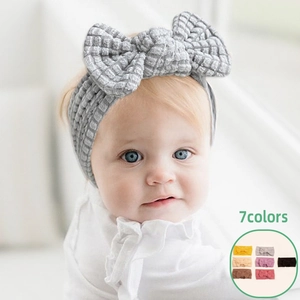 Baby Waffle Knit Bow Headband Soft Polyester Elastic Headwrap Solid Color Infant Hair Band For Girls Toddler Accessories