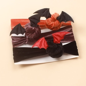 Halloween Bat Wings Baby Headband Soft Polyester Velvet Infant Headwrap Solid Color Toddler Hair Accessories For Kids