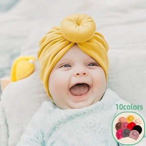 Säugling Turban Hut Donut Knoten Plissee Baby Beanie Weich Polyester Warm Winter Mütze Für Neugeborene Jungen Mädchen