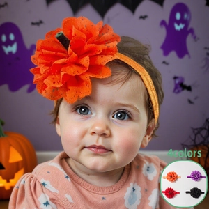 Halloween Baby Haarband Kürbis Spitze Blume Elastisches Kopfband Für Kleinkinder Mädchen Kostüm Party Kopfschmuck Zubehör