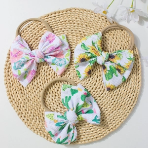 Set di 3 fasce per neonati elasticizzate con fiocchi grandi e stampe floreali varie