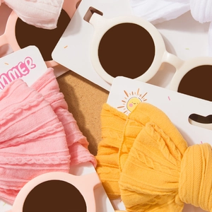Kids flower sunglasses and bow headband set with cute summer packaging for toddlers