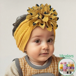 Soft Elastic Baby Headband With Large Polka Dot Flower Tie-Dyed Knitted Hair Accessory For Newborn Toddler Girls Headwear
