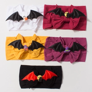 Set of 5 Halloween baby headbands featuring bat wings and spooky ghosts in diverse colors