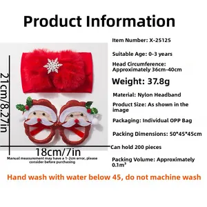 Christmas baby accessories set with snowflake headband and Santa glasses detail
