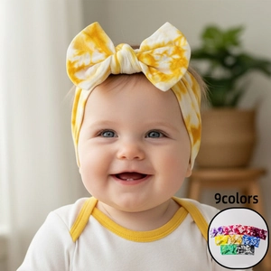 Infant Baby Tie-Dye Bow Headband Soft Elastic Polyester Hair Band Newborn Toddler Comfortable Breathable Headwrap Accessory