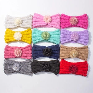 Set di 12 fasce in maglia per neonati con decorazioni floreali colorate fatte a mano