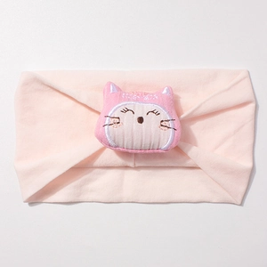 Bandeau élastique pour bébé en nylon avec un chat en peluche mignon et texture tricotée