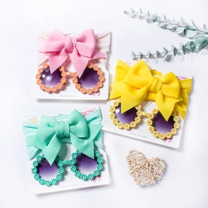 Baby Girl Bowknot Elastic Headband And Floral Daisy Sunglasses Newborn Toddler Eyewear Hairband Fashion Photography Props Accessories