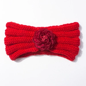 Fascia per neonati in maglia con fiore 3D rosso per un caldo comfort invernale