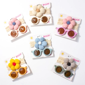 Neugeborenes Baby Spitze Stirnband Und Runde Sonnenbrille Set Schleife Blumen Foto Requisiten Sommer Sonnenschutz Zubehör