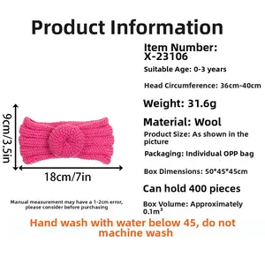 Bandeau bébé en tricot rose de 18x9cm avec détail de fleur donut pour 0-3 ans