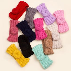 Bandeaux d'hiver en tricot pour bébé en douze couleurs avec nœud beignet doux