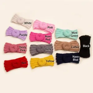 Bandeaux d'hiver en tricot pour bébé en 11 couleurs, accessoires chauds avec fleur donut