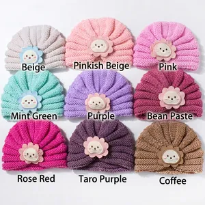 Détails de bonnets tricotés pour bébés avec écussons lion en neuf coloris