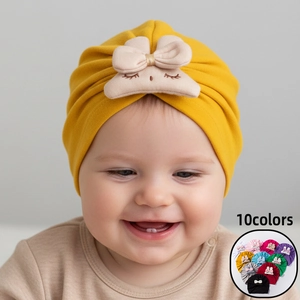 Baby Girls Turban Hat Bunny Bow Polyester Winter Warm Indian Beanie Newborn Toddler Infant Head Wrap Pullover Hat
