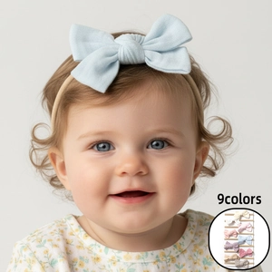 Soft Cotton Waffle Bow Baby Headband Elastic Nylon Hair Band For Infant Toddler Newborn Sweet Hair Accessories 9 Colors