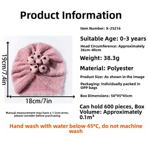 Tabella taglie per cappello a turbante in peluche rosa per neonati con fiore a cuore