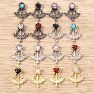 Cupid's Arrow Heart Pendants Zinc Alloy Rhinestone Winged Charms For DIY Necklace Bracelet Earrings Jewelry Making Findings Accessories