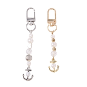 Pendentifs à ancre et perles à la mode en or et argent pour sacs à main ou porte-clés