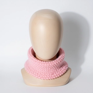 Pink knit baby neck warmer in thick honeycomb weave for toddlers winter warmth
