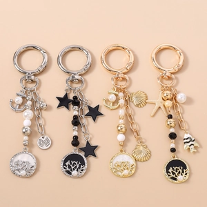 Porte-clés Thème Nautique Océan Alliage Imitation Künstliche Perle Ancre Étoile de Mer Arbre de Vie Charm de Sac Mode Accessoires Femme