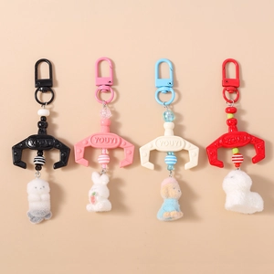 Keychain Claw Machine Inspired Creative Plush Animal Pendant Rabbit Dog Fashion Bag Accessory For Women Kids Gift
