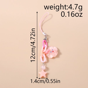Spécifications de taille pour la chaîne de téléphone rose avec étoile et nuage