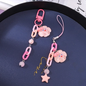 Coffret dragonne de téléphone nuage rose et porte-clés étoile à chaîne épaisse
