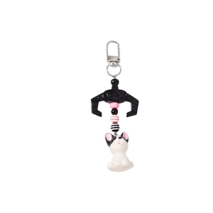Creative dog claw keychain with bulldog pendant and colorful beads for bag decoration