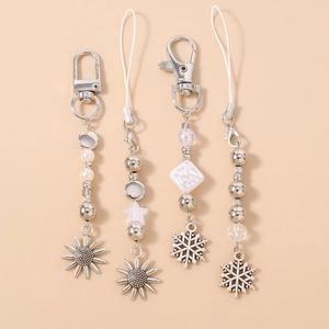 Dragonne Bijou de Téléphone Perlé Alliage Pendentif Flocon de Neige Tournesol Künstliche Perle Étoile Porte-clés Bijoux