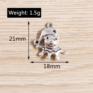 Macro view of silver clown charm with 21mm height and 1.5g weight for DIY jewelry