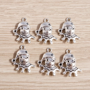 Antique Silver Alloy Clown Charms Vintage Jester Face Pendants DIY Jewelry Making Supplies For Necklace Bracelet Keychain