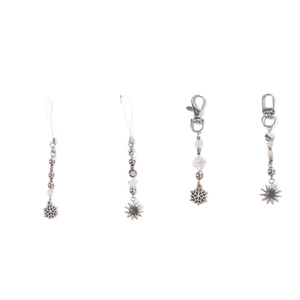 Bijoux de téléphone perlés et porte-clés avec tournesols et flocons d'argent polis