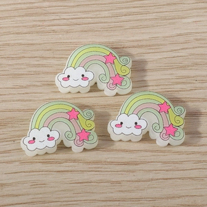 Cartoon rainbow resin charms with clouds and stars for DIY jewelry making accessories